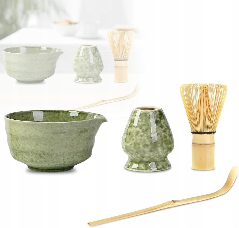 Zestaw Do Herbaty Matcha - Miska, Trzepaczka, Łyżka + Ceramiczny Stokaj