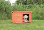 Budy dla psów - Buda o plaskim dachu "Natura", M–L: 104 × 72 × 68 cm, brązowa - miniaturka - grafika 1