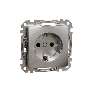 Schneider Gniazdo z/u Schuko z przesłonami SEDNA Design & Elements szczotkowane aluminium - Gniazdka elektryczne - miniaturka - grafika 1