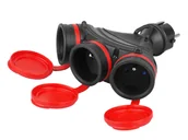 Przedłużacze i rozgałęźniki - kel Rozgałęźnik wtyczkowy 3-gniazda z/u 16A 250V IP54 czarny/czerwony GN-X3/54 W-01152 W-01152 - miniaturka - grafika 1