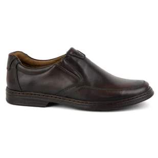 Buty męskie ze skóry naturalnej slip-on 854K ciemny brązowe - KOMODO - Półbuty męskie - miniaturka - grafika 1