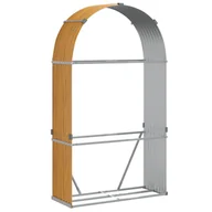 Wózki magazynowe - vidaXL Stojak na drewno, jasny brąz, 120x45x210 cm, stal galwanizowana - miniaturka - grafika 1
