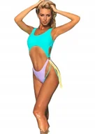 Stroje kąpielowe - JEDNOCZĘŚCIOWY STRÓJ KĄPIELOWY Z WYCIĘCIAMI KOSTIUM Z FRĘDZLAMI MONOKINI M - miniaturka - grafika 1