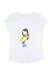 Koszulki i topy damskie - Disney Women's Mulan and Mushu Organic Rolled Sleeve t-shirt damski, biały, M, biały, M - grafika 1