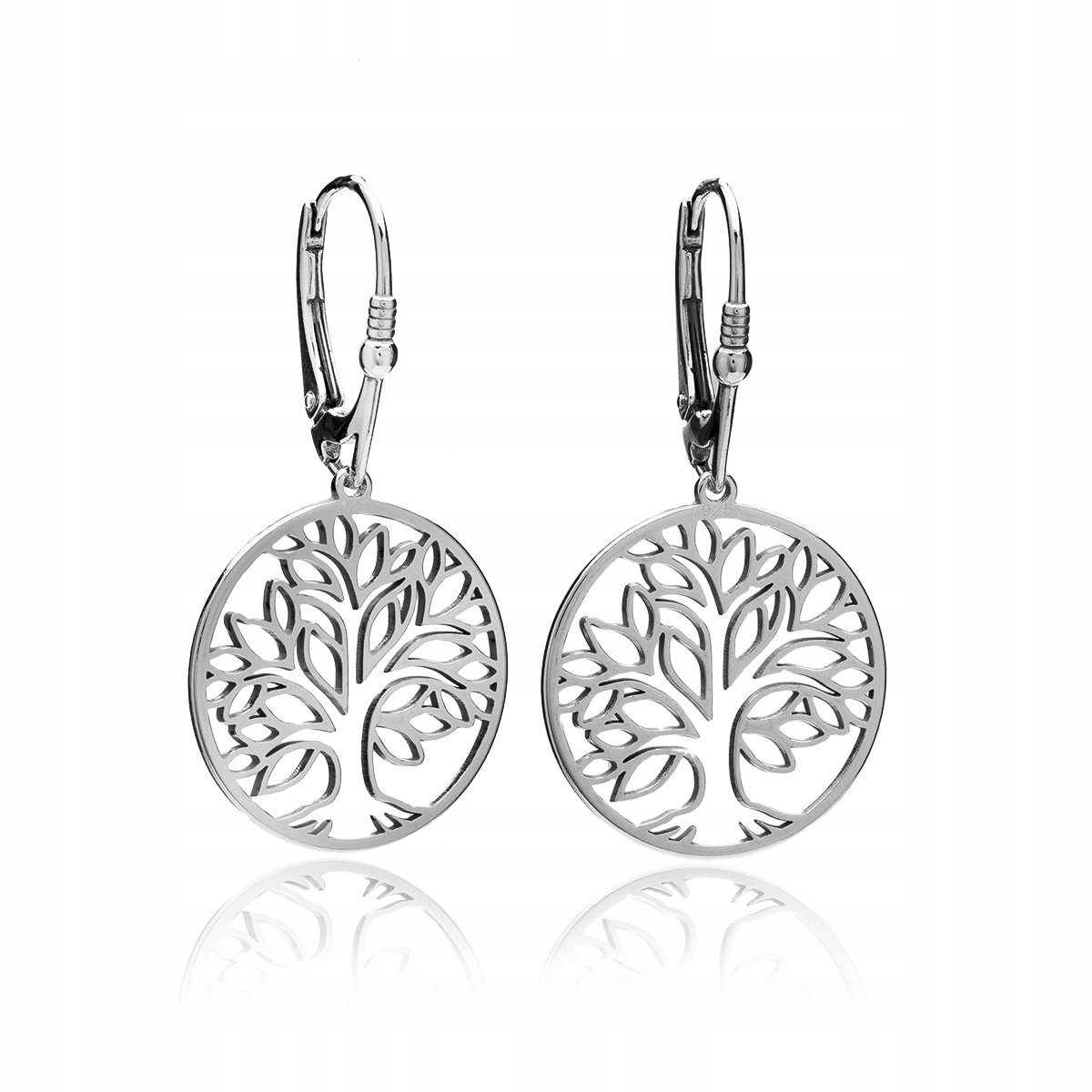 Kolczyki kółka drzewa srebrne rodowane