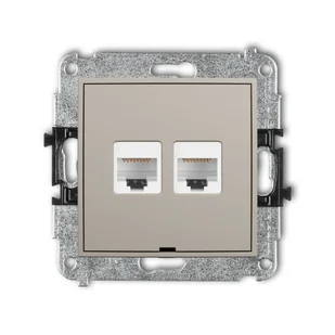 Karlik Gniazdo komputerowe 2xRJ45, kat. 5e MINI - taupe - Gniazdka elektryczne - miniaturka - grafika 1