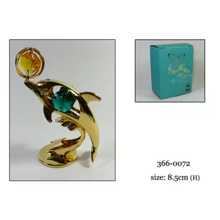 Crystocraft, miniaturka-figurka pozłacana Swarovski - DELFIN Z PIŁKĄ - Figurki dekoracyjne - miniaturka - grafika 1