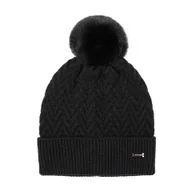 Czapki damskie - Damska czapka z delikatnym pomponem czarna - miniaturka - grafika 1