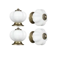 Zawiasy, okucia i inne akcesoria - Gałka meblowa Lenny 41 mm biała porcelana postarzana 4 sztuki Inspire - miniaturka - grafika 1