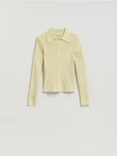 Swetry damskie - Reserved - Kardigan z kołnierzykiem - jasnozielony - miniaturka - grafika 1