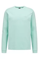 Bluzy męskie - BOSS Męska bluza Salbo Curved z bawełny Interlock z okrągłym wycięciem pod szyją i wygiętym logo, Light/Pastel Green332, XXL - miniaturka - grafika 1