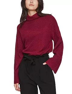 Vila Damski sweter z dzianiny z golfem, Beet Red, M - Swetry damskie - miniaturka - grafika 1
