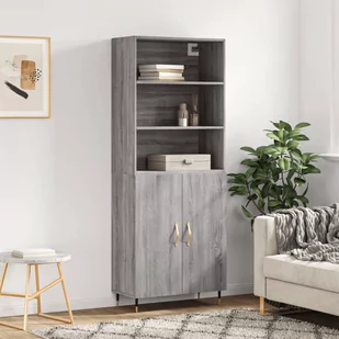 vidaXL Witrynka szary dąb sonoma 69,5x34x180cm materiał drewnopochodny - Witryny - miniaturka - grafika 1