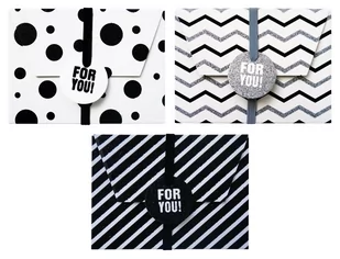 incood. Pudełka na karty podarunkowe biało-czarne 3szt - Opakowania i torebki na prezenty - miniaturka - grafika 1