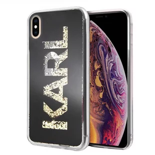 Karl Lagerfeld Logo Karl - Etui iPhone Xs Max (Gold Glitter) - Etui i futerały do telefonów - miniaturka - grafika 1