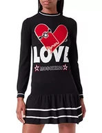 Sukienki - Love Moschino Damska sukienka z długim rękawem, czarny, 42 - miniaturka - grafika 1