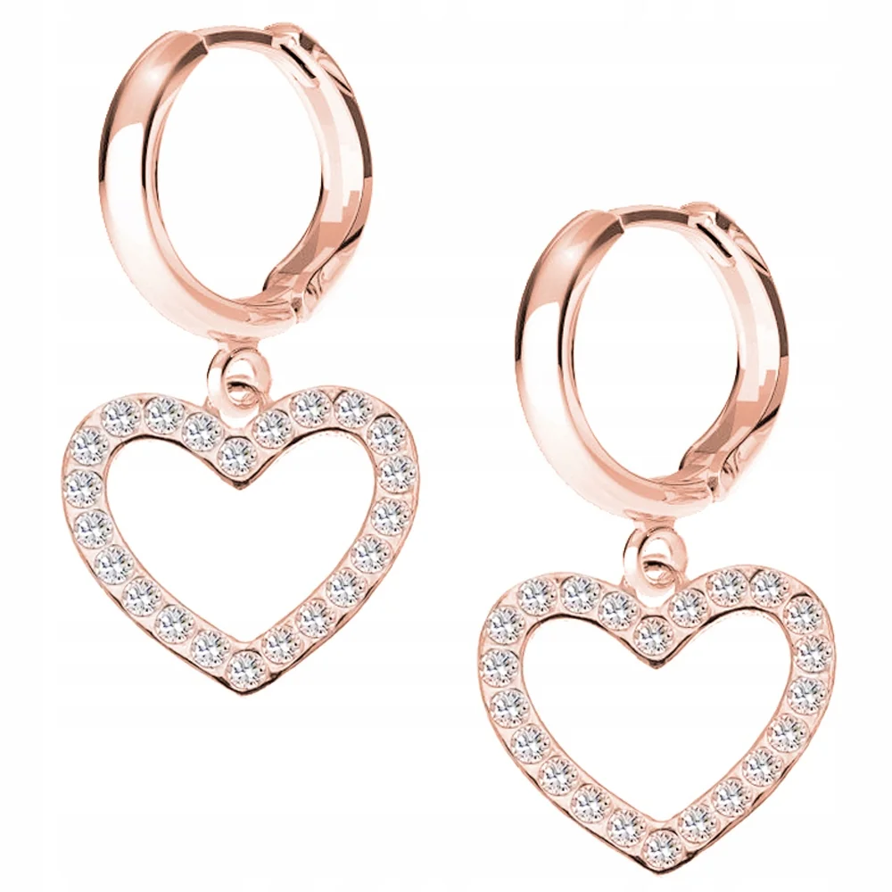 Kolczyki Pozłacane Serca z Cyrkoniami Serduszka Serce SREBRO 925