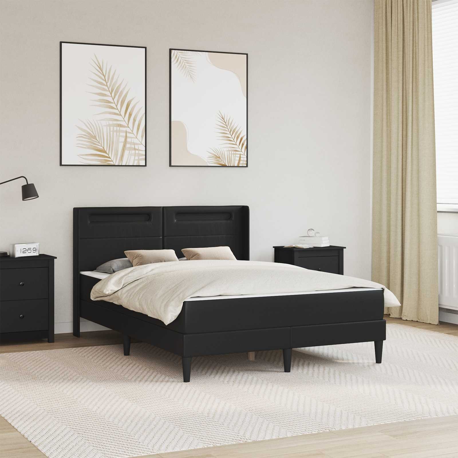 vidaXL vidaXL Rama łóżka z materacem Czarny 160 x 200 cm Ekoskóra