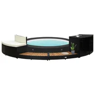 Akcesoria do basenów - vidaXL Obudowa jacuzzi, czarna, polirattan i drewno akacjowe - miniaturka - grafika 1