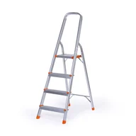 Drabiny - Schody aluminiowe jednostronne, 1x4 stopnie, wysokość 0,85m - miniaturka - grafika 1