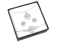 Zestawy biżuterii dla kobiet - Srebrny komplet ażurowe drzewo życia+pudełko - miniaturka - grafika 1