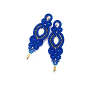 Kolczyki - Kolczyki sutasz niebieskie ze złotem Ismara wieczorowe z kryształkami - miniaturka - grafika 1