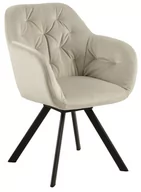 Krzesła - Actona Krzesło z podłokietnikami Lola pikowane jasnobeżowe welur auto return AC-N21-203 - miniaturka - grafika 1