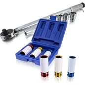 Klucze i nasadki - Klucz Dynamometryczny Z Grzechotką 1/2" + Nasadki 17 19 21mm - miniaturka - grafika 1