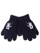 Rękawiczki - Rękawiczki dziewczęce pięciopalczaste czarne z króliczkiem dotykowe 16 cm YOCLUB - miniaturka - grafika 1