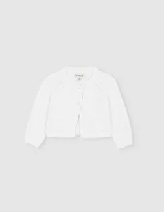 Gocco Sweter kardigan Baby Chaqueta CON BOLSILLOS, Blanco OPTICO, 6 Meses - Swetry damskie - miniaturka - grafika 1