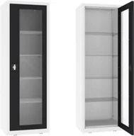 Meble i wyposażenie gabinetów medycznych - NSML.101.9010.9005 szafa lekarska 1-skrzydłowa 1-komorowa biało-czarna - miniaturka - grafika 1