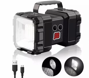 Latarka Szperacz Akumulatorowa Policyjna Led Mocna Powerbank Taktyczna Usb - Latarki - miniaturka - grafika 1