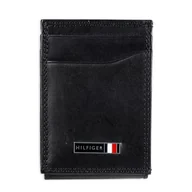 Portfele - Tommy Hilfiger Męski skórzany wąski portfel z kieszenią z przodu, prawdziwy czarny, jeden rozmiar, Prawdziwy czarny, One Size, Skórzany wąski portfel z przednią kieszenią - miniaturka - grafika 1