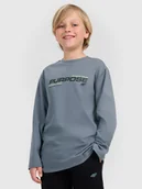 Koszulki dla chłopców - 4F Longsleeve regular z nadrukiem chłopięcy - khaki 122 (6-7 lat) - miniaturka - grafika 1