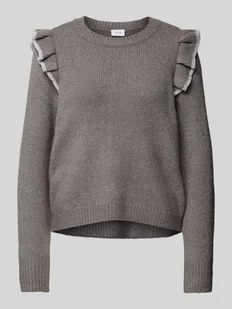 Sweter z dzianiny z falbanami model ‘NANZYL’ - Swetry damskie - miniaturka - grafika 1