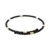 Naszyjniki - Choker z onyksów i złotych, prostokątnych przekładek (C25/MEM/08AU) - miniaturka - grafika 1