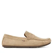 Mokasyny męskie - Mokasyny Tommy Hilfiger Casual Hilfiger Suede Driver FM0FM04998 Beżowy - miniaturka - grafika 1
