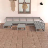 Meble ogrodowe - vidaXL 8-cz zestaw mebli wypoczynkowych do ogrodu szary sosnowy 3075711 - miniaturka - grafika 1