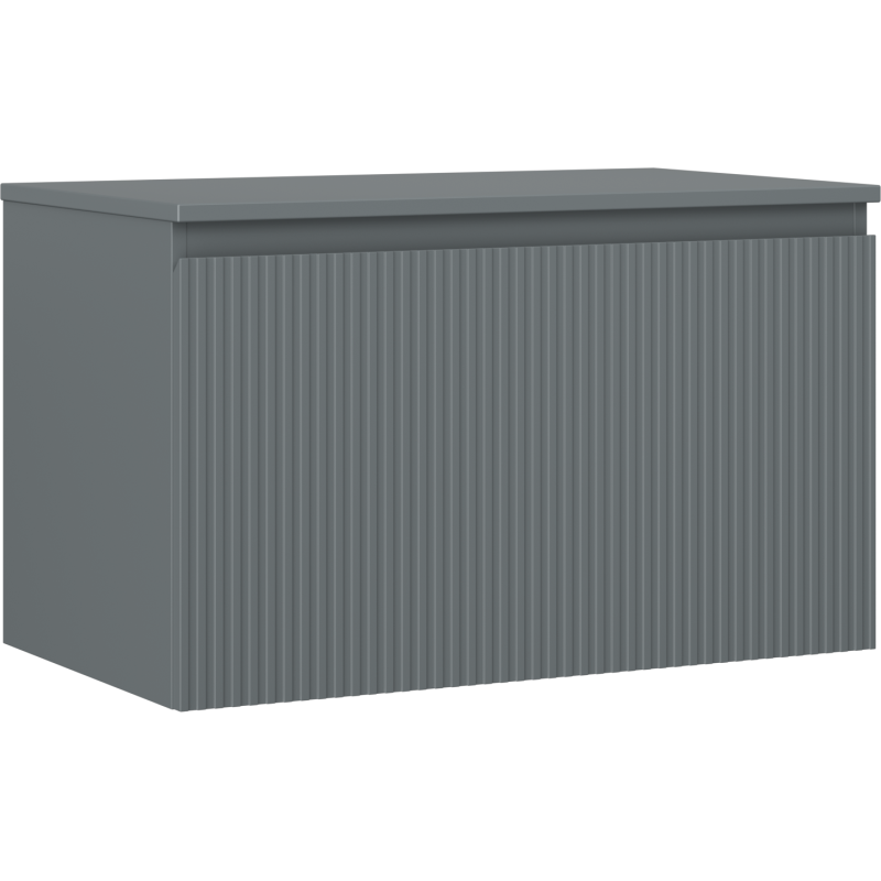 Mexen Rivel szafka łazienkowa podumywalkowa 80 cm z blatem, 1 szuflada, ryflowana , grafit mat - 91A20-08047-1-BFC66