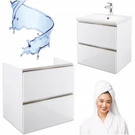 Szafki łazienkowe - Biała Szafka Wisząca Łazienkowa pod Umywalkę 60 cm Cichy Domyk Połysk Barsa - miniaturka - grafika 1