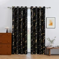 Inne - TEMU 1 szt. złota marmurowa zasłona zaciemniająca - izolacja termiczna, -odporne na pleśń plecionka z powłoką, grommet top do łatwej instalacji - - miniaturka - grafika 1