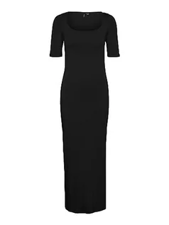 Sukienki - VERO MODA Petite damska sukienka VMMAXI 2/4 dekolt w kształcie litery U JRS Petit, czarna, XS/P - grafika 1