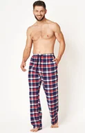 Piżamy męskie - Flanelowe spodnie od piżamy męskie MHT 613, Kolor czerwono-granatowy, Rozmiar M, Key - Intymna - miniaturka - grafika 1