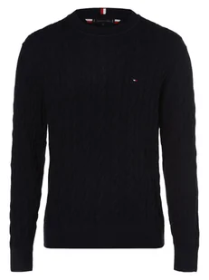 Tommy Hilfiger Sweter męski Mężczyźni Bawełna niebieski jednolity, XXL - Swetry męskie - miniaturka - grafika 1