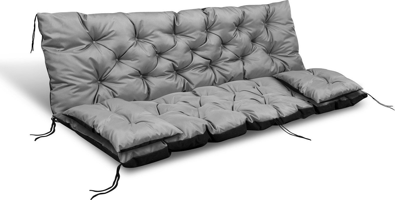 AIO FACTORY Zestaw ogrodowy szary 100x60x50cm + 2 poduszki 42x42 cm