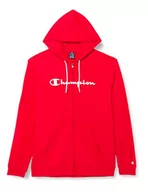 Bluzy męskie - Champion Męska bluza z kapturem Legacy American Classics Heavy Power blend Terry Logo na zamek błyskawiczny bluza z kapturem, intensywna czerwień, M - miniaturka - grafika 1