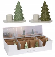 Ozdoby bożonarodzeniowe - Świecznik świąteczny choinka zielona figurka 10,5x6,5x9 cm 1szt - miniaturka - grafika 1