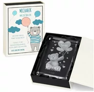 Pamiątka Chrztu Świętego - Murrano Kryształ 3D Grawerowany Miś w Personalizowanym Opakowaniu dla Chłopca KRSZ-M1-007 - miniaturka - grafika 1
