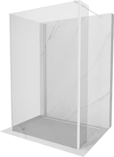 Mexen Kioto ścianka prysznicowa Walk-in 130 x 105 x 40 cm, transparent, biała - 800-130-105-221-20-00-040 - Ścianki i drzwi prysznicowe - miniaturka - grafika 1