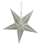 Ozdoby bożonarodzeniowe - GWIAZDA WISZĄCA ŚWIECĄCA BETLEJEMSKA LAMPION WITRAŻ SREBRNA 45CM ŻAROWKA w4 - miniaturka - grafika 1